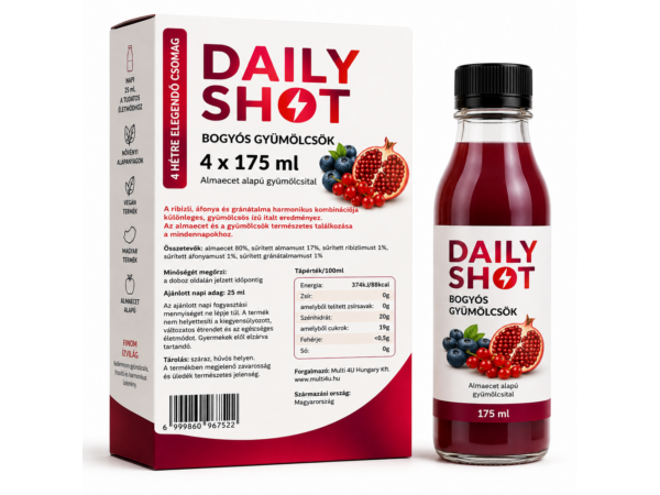 Multi 4U Daily Shot – Bogyós Gyümölcsök Almaecet alapú gyümölcsital 4 × 175 ml