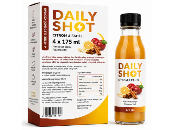 Multi 4U Daily Shot – Citrom & Fahéj Almaecet alapú fűszeres ital 4 × 175 ml
